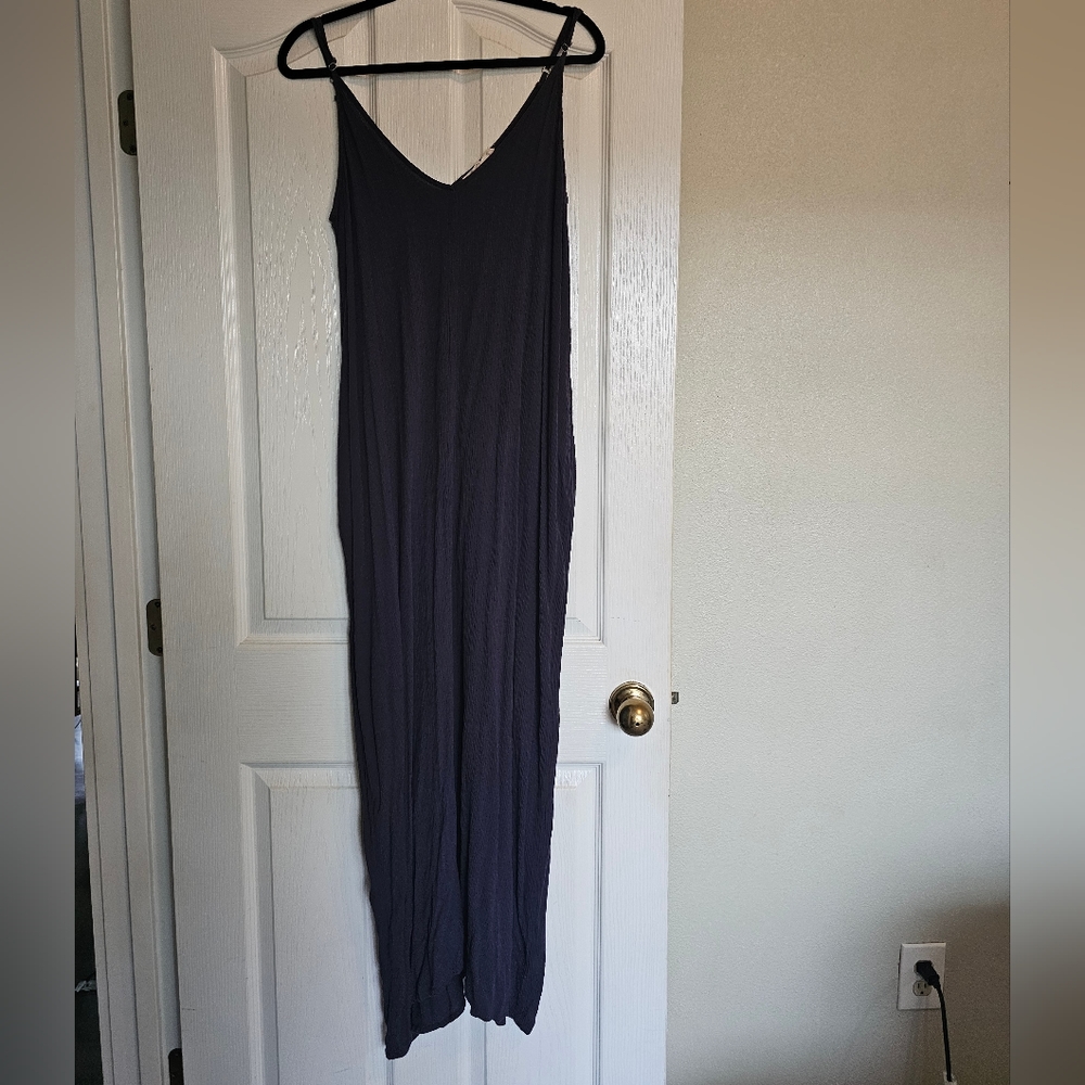 Love stitch dress dark purple blue s/m oversized pockets medium
